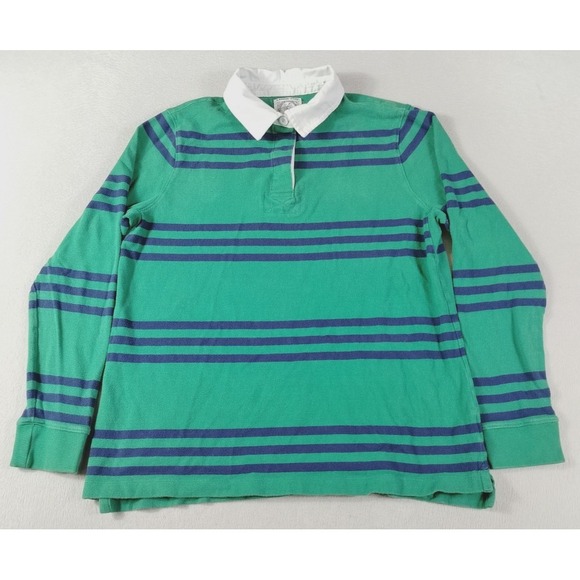 Lands' End Other - Vintage Lands End Rugby Polo Shirt Youth Medium‎ 10-12 Green Stripe Collared